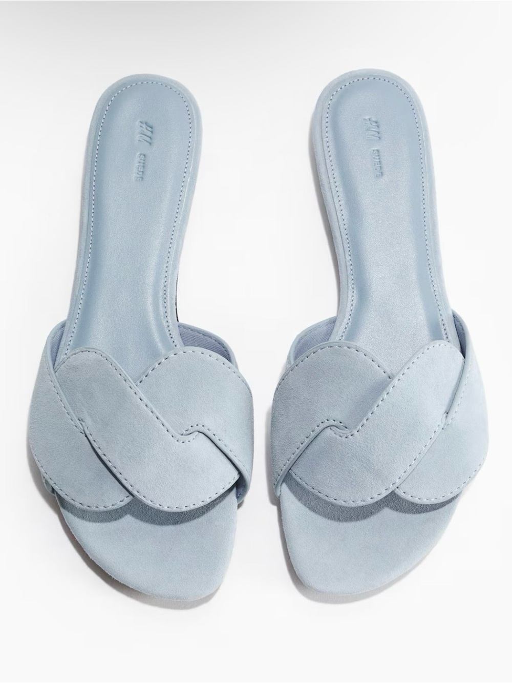 H&M Women's Light Blue Suede Slide Sandals